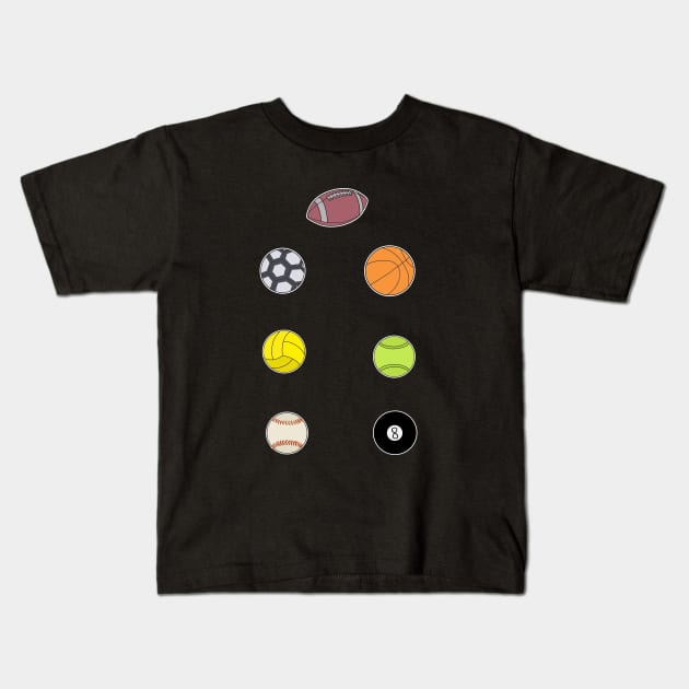 Sports Balls Kids T-Shirt by DiegoCarvalho